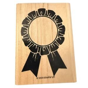 Stampin Up! Vintage 1999 Award Ribbon Large Rubber Stamp